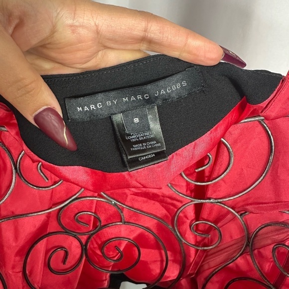 Marc by Marc Jacobs pink and black 100% silk flowy blouse size 8 - Picture 7 of 9